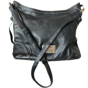 MICHAEL Michael Kors Black Leather Biker Bag w/ Adjustable Replacement Strap